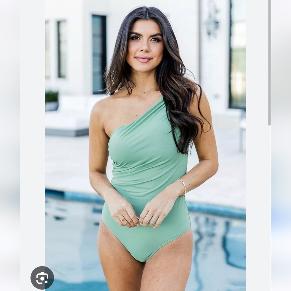 Pink Lily one shoulder swimsuit